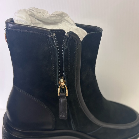 🖤”Lauren Ralph Lauren” NIB Black Suede Leather “Colbie” Chunky Sole Ankle Boots - Picture 7 of 17